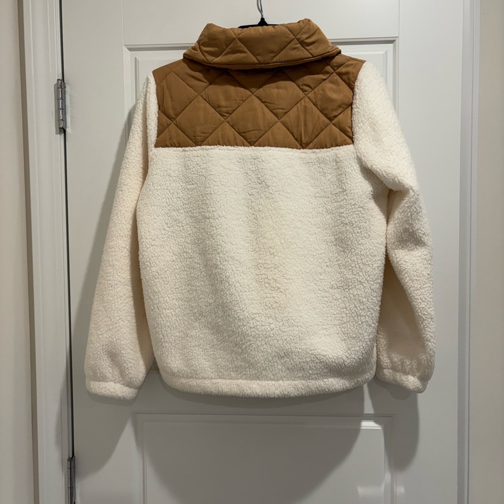 J.Crew Quilted Sherpa Fleece Quarter-Zip Pullover Jacket Size XS - Picture 3 of 5